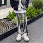 Threebooy Y2K Streetwear Tie Dye White Baggy Flare Jeans Pants Men Designer Clothes New Rock Old Women Long Trousers Roupa
